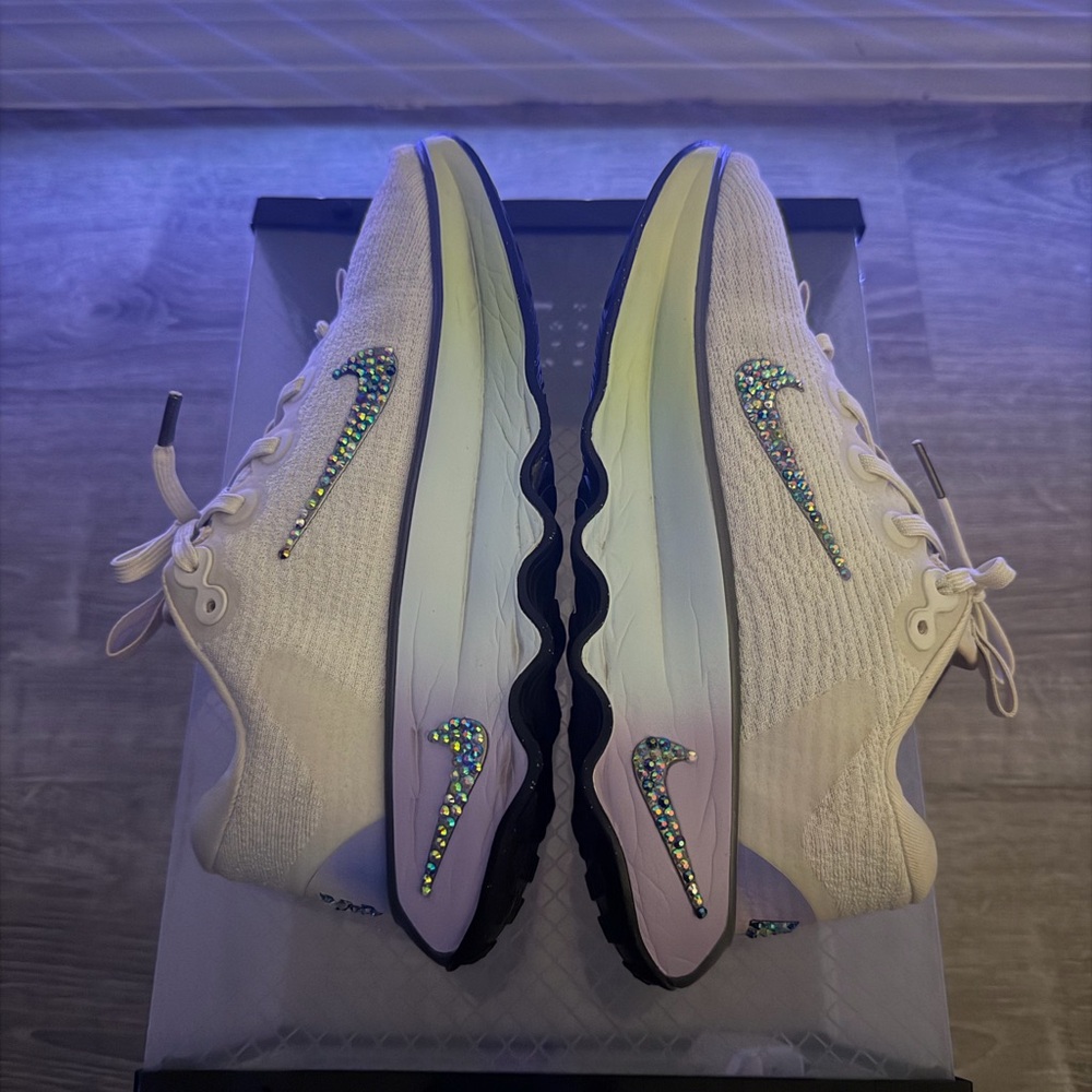 Custom Nike Running Shoes w/ Rhinestone Swoosh – Handmade – Women’s